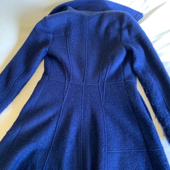Guess Y2K Wool Blend Fit and Flare Lined Coat Zip Blue Size Small - Picture 9 of 12